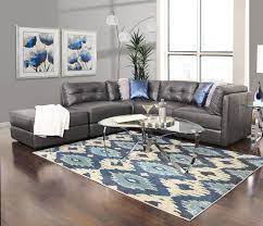 Amber light gray fabric double chaise sleeper sectional. Oakley Grey 5 Piece Leather Sectional Sofa Kane S Furniture