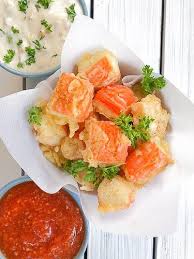 Tempura Fried Crab Stick Bites With Old Bay Recipe Appetizer Recipes Crab Stick Easy Cold Finger Foods