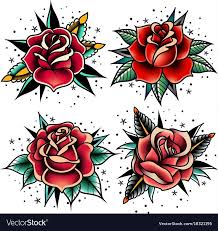 Set Of Four Oldschool Tattoo Roses On A White Background Download A Free Preview Or High Quality Adobe Illustrator Ai Eps Pdf And High Resolution J Toda Traditional Tattoo Flowers