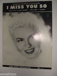I Miss You So 1947 Blues sheet music Chris Connor cover Henderson Scott &  Robin