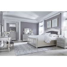 Coralayne 4 Piece Upholstered Panel Bedroom Set In Silver Silver Bedroom Bedroom Sets Queen Bedroom Sets