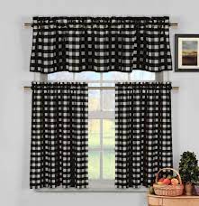 Achim colby trellis tier & valance kitchen curtain set reg. Black White Gingham Checkered Plaid Kitchen Tier Curtain Valance Set Tiered Curtains Curtain Valancecurtain Set Aliexpress