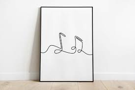 Black And White Music Artwork Music Notes Simple Print Black And White Sketch Art Line Etsy Music Art Drawing Line Art Drawings Music Notes Drawing