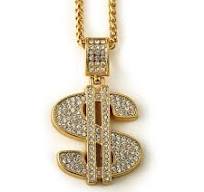 Dollar Sign Necklace- Iced Out Rope Chain