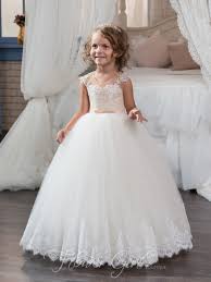 Girls Flower Girl Dresses In 2020 White Flower Girl Dresses Girls Ball Gown Wedding Dresses For Girls