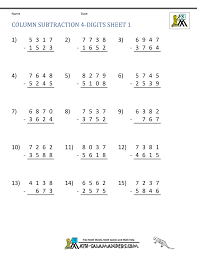 4 digit subtraction worksheets