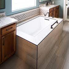 Wainscoting with tile border above bathroom tile diy diy bathroom makeover diy bathroom. Tile Wainscoting Cap And Molding Ideas To Complete Your Bathroom Trubuild Construction