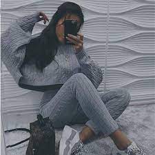 Women Two Piece Set Sweater And Trousers Tracksuits Autumn And Winter Knit 2 Pieces Knitted Suit Clothes Tracksuit Lounge Wear Tracksuit Outfit Outfits