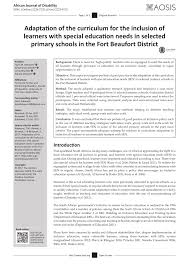 Pdf Adaptation Of The Curriculum For The Inclusion Of Learners With Special Education Needs In Selected Primary Schools In The Fort Beaufort District