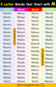 5 Letter Words that Start with M in English with Pictures - MR MRS ENGLISH