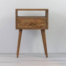 Smoked Mid Century Modern Inspired Nightstand Oak Bedside Etsy In 2020 Table Style Mid Century Modern Table Oak Nightstand