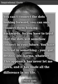 You Can T Connect The Dots Looking Forward You Can Only Connect Them Looking Backwards So You Have To Trust That The Dots Will Somehow Connect In Your Future You Have To Trust