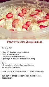 Strawberry Banana Cheesecake Salad Recipe Fruit Recipes Strawberry Banana Cheesecake Salad Banana Cheesecake