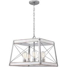 Progress Lighting Bradberry Antique White And Galvanized Farmhouse Lantern Pendant Light In The Pendant Lighting Department At Lowes Com