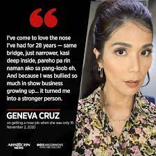 She is an actress, known for secret love (1993), walang iba kundi ikaw (2002) and anak ng pasig (1993). Abs Cbn Lifestyle On Instagram Geneva Cruz Was Told That Her Nose Was Just Too Big For The Movie Screen Full Story Here