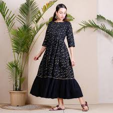 Black And Gold Tie Dye Dress Black Gold Chintz Printed Double Frill Dress Cotton Dresses Dresses Frill Dress