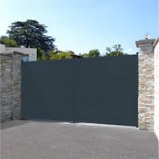Portail Battant Motorise Aluminium Kezal Gris Excellence L 350 Cm X H 180 Cm Leroy Merlin Portail Bois Portail Aluminium Battant Portail