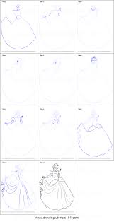 Then, use curved lines to sketch the shoulders of the garment. How To Draw Princess Cinderella Printable Step By Step Drawing Sheet Drawingtutorials101 Com