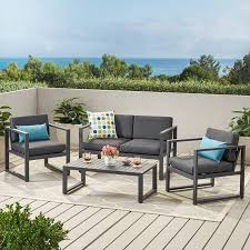 Ad Best Deals Online Caval 4 Piece Outdoor Chat Set Dark Gray In 2020 Patio Furniture Sets Outdoor Furniture Sets Furniture