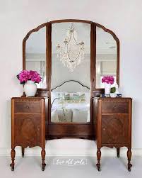 6 Drawer Vintage Vanity Antique Dressing Table Natural Wood Makeup Vanity Entryway Mirror With Sto Antique Makeup Vanities Wood Makeup Vanity Vintage Vanity