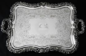 Mosaics, vintage trays & patina. Huge Old Sheffield Plate Serving Tray Crested Georgian Antique Silver Plated Vintage Kitsch Antique Silver Cutlery Collectables