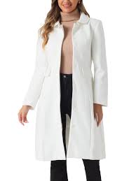 INSPIRE CHIC Collar Coat for Women's Buttons Long Sleeve A-Line Casual Long  Winter Coats S Cream White - Walmart.com