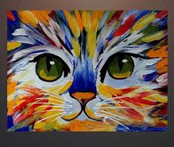 Original Abstract Cat Acrylic Painting On Canvas By Andyartgallery Acrylic Painting Canvas Art Painting Canvas Art