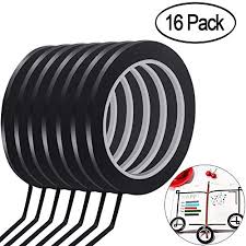 Whiteboard Graphic Chart Tape 16 Rolls Dry Erase Board Grid Marking Tape Thin Black Gridding Graphic Tape Self Adhesive Art Artist Tape 3mm Width
