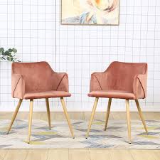 Amazon Com Velvet Chair Set Of 2 Pink Accent Chairs Modern Arm Chairs For Living Room Chairs