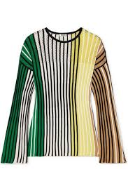 Black And Yellow Striped Sweater Black Striped Ribbed Knit Sweater Kenzo Ribbed Knit Sweater Women Long Sleeve Tops Ribbed Knit
