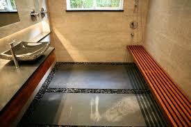 I like how the rock is arranged with the tree. River Rock Bathroom Houzz