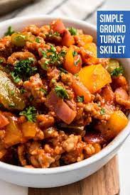 Simple Ground Turkey Skillet Dinner Recipe Stuffed Peppers Stuffed Peppers Turkey Recipes