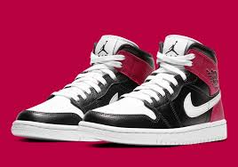 Air Jordan 1 Mid Black White Noble Red Air Jordan 1 Mid Wmns Noble Red Bq6472 016 Sneakernews Com Air Jordans Jordans Girls Jordan 1 Mid
