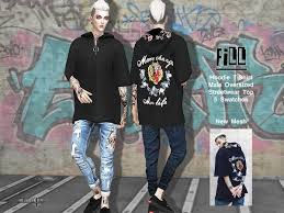 Fill Oversized Hoodie T Shirt By Helsoseira For The Sims 4