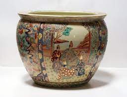 Chinese ceramic flower bamboo planter pot 3'' satsuma style in noble lady theme. Hand Painted Satsuma Gold Fish Porcelain Chinese Planter Jardinier Fish Bowl 14 Via Etsy Hand Painted Satsuma Porcelain