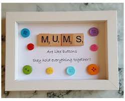 Paint a nice saying on the heart for mom! Mum Nan Scrabble Tile Picture White Frame Wall Art Mothers Day Gift Diy Mothe In 2021 Easy Mother S Day Crafts Mothers Day Crafts For Kids Diy Mother S Day Crafts