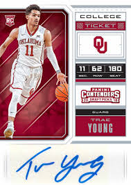 Trae young is embracing his role as the garden's newest villain. Sooners 2018 Panini Contenders Draft Picks School Colors Trae Young 6 Hawks Sport Trading Cards Scribeemr Basketball