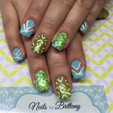 lime green light blue and nail designs