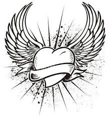 Thought This Might Be A Good One To Have With The Little Lads Name In The Scroll Angel Wings Heart Tattoo Heart With Wings Tattoo Heart Drawing