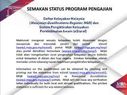 Selepas itu anda boleh pilih menu 'semakan kelayakan' seperti yang dipaparkan dalam gambar di bawah. Semakan Official Agensi Kelayakan Malaysia Mqa Facebook