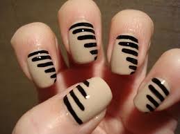 Little Miss Nailpolish Black Lines On Cream Nail Art Swatches Cream Nail Art Trendy Nail Design Glamour Nails