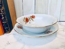 Etsy Iris Cluj Regent Fine Porcelain Soup Bowl And Bread Plate Set Made In Romania Autumn Flower Vtg Orange And Brown Flow Bols A Soupe Objets Vintage Bols