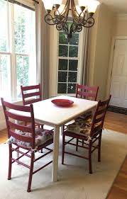 Butcher Block Table With Black Legs And Light Wood Chairs Painted Now White Table And Red Chairs Light Wood Chairs Butcher Block Tables Block Table