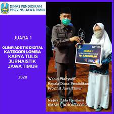 Type a= (baik, jelek, buruk); Siswa Sman 1 Bojonegoro Raih Juara 1 Lomba Olimpiade Tik Digital Kategori Karya Tulis Jurnalistik Jawa Timur 2020 Sma Negeri 1 Bojonegoro