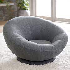 A round swivel chair is a type of chair design that features a solid base upon which the seat of the chair is built; Tweed Groovy Swivel Chair Lounge Chair Pottery Barn Teen