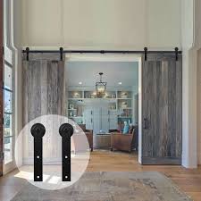 Double porte 13ft systeme de porte coulissante pour exterieur. Kit De Rail De Porte A Double Porte 15ft Pour Porte De Grange Coulissante Pour Couloir D Armoire De Cuisine Exterieur Interieur Cdiscount Bricolage