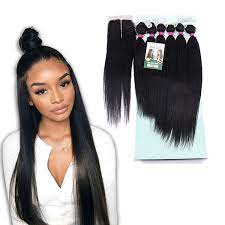 14 18inch Animal Mix Synthetic Straight Hair Weave Bundles With Closure Hair Extension Weave Hairstyles Straight Weave Hairstyles Straight Hairstyles