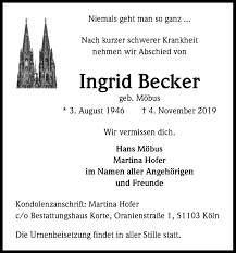 Ingrid beckers, ingrid.beckers.754 lives in maastricht, netherlands studied at fontys hogeschool journalistiek tilburg freelance journalist/tekstschrijver at waar werk ik. Traueranzeigen Von Ingrid Becker Wirtrauern