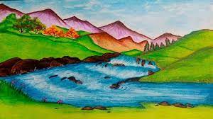 In this drawing lesson we are going to learn how to draw a landscape/ scenery of beautiful nature step by step.and learn how to color using titi oil pastel. Natural Scenery Drawing How To Draw A Landscape Scenery Of Beautiful Nature Step By Step Youtube