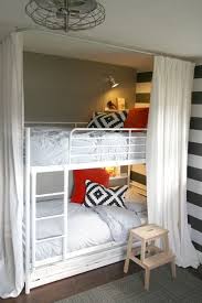 Bunk Beds With Curtain Surround Cheap Way To Give A Built In Look Elegant Decor Tiny Bedroom Bunk Bed With Trundle Small Rooms